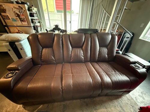 Brown leather seat - leather, reclining