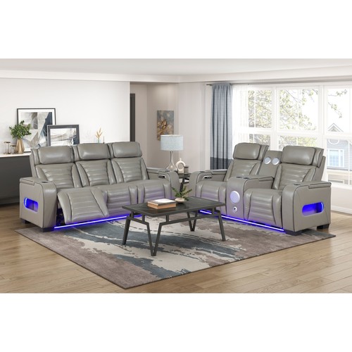 Gray leather power reclining - power,