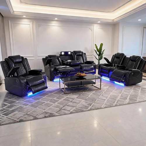Black faux leather - faux, reclining